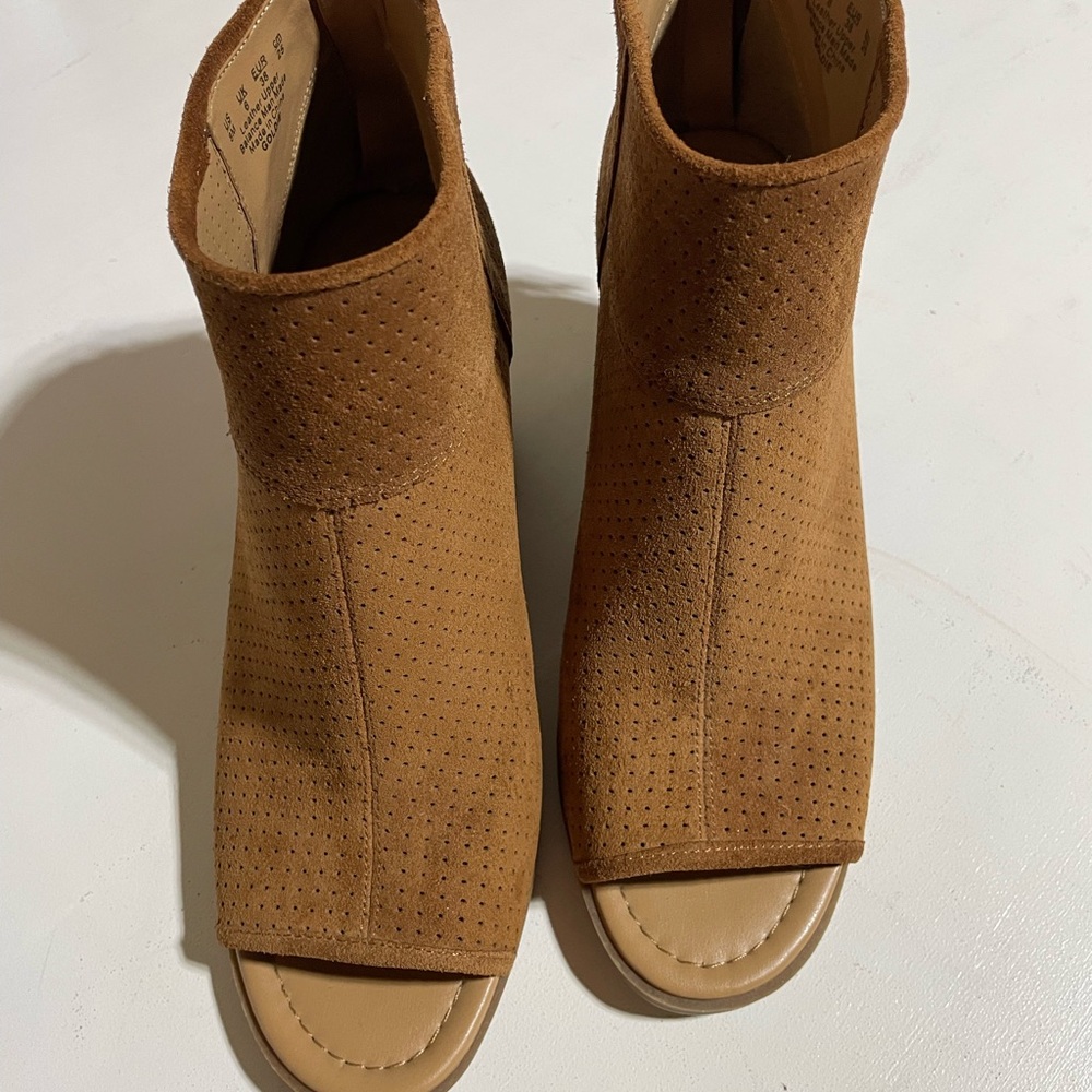 Brown Peep-Toe Ankle Boots